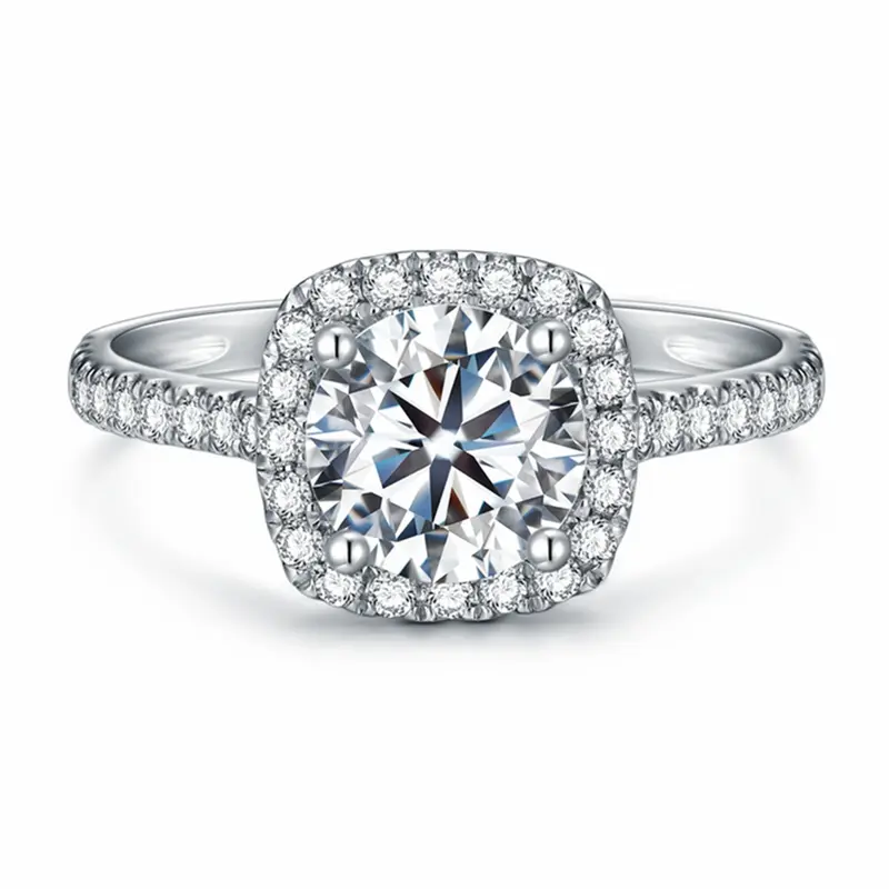 10K White Gold Round Shaped Moissanite Engagement Ring
