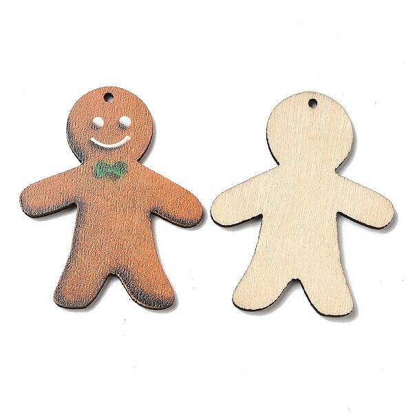 Single Face Christmas Printed Wood Big Pendants