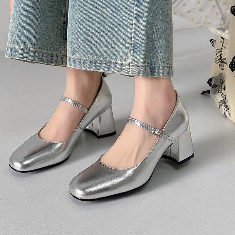 CHIKO Lennox Square Toe Block Heels Mary Jane Shoes