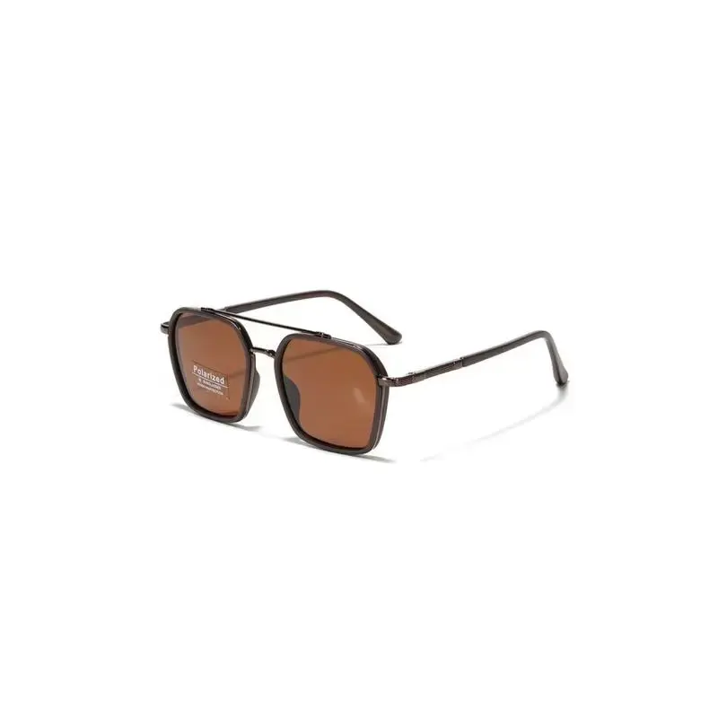 Back To School Sunglasses for Travel Use - Fashion Double Beam Sun Protection Glasses with Geometric Frame, Lightweight TR90 ...