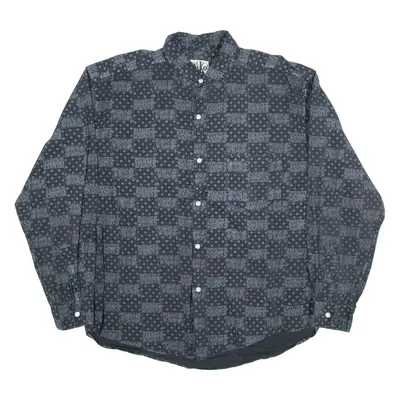 KI.KO Mens Shirt Black Crazy Pattern Long Sleeve XL