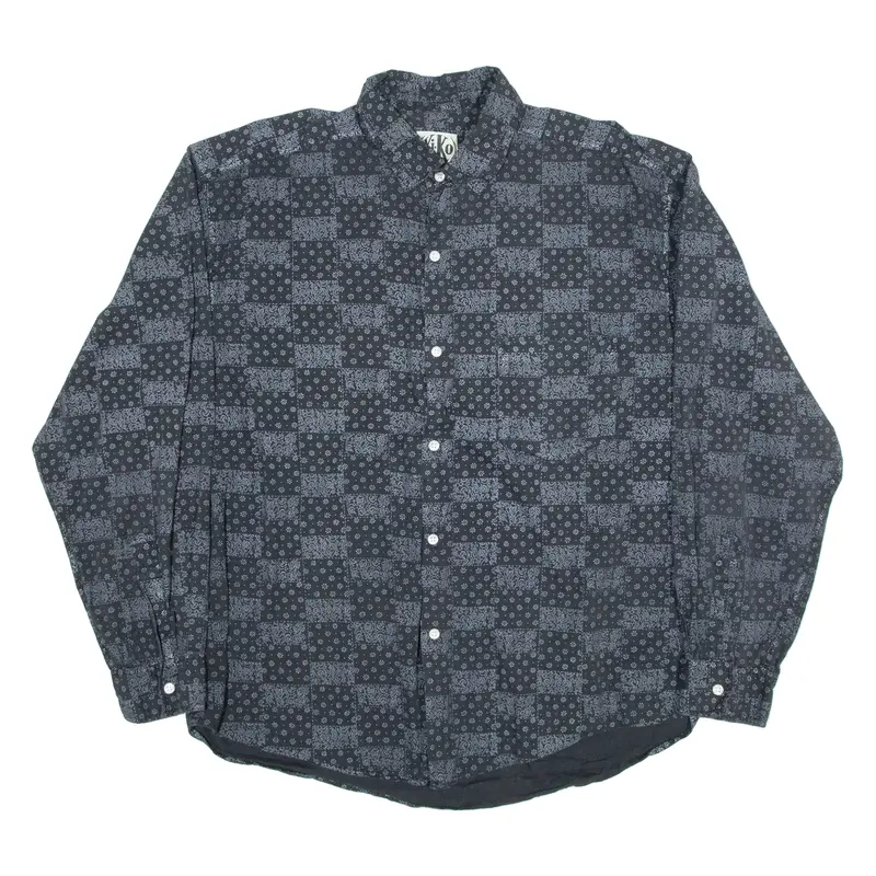KI.KO Mens Shirt Black Crazy Pattern Long Sleeve XL