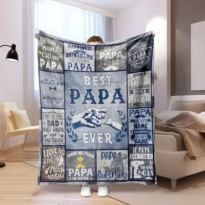Best Papa Letter Blanket, 1 Count Soft Comfortable Throw Blanket, Air-conditioned Room Blanket, Warm Nap Blanket for Home Off...