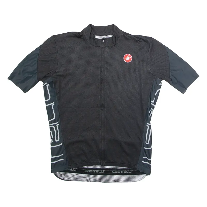 CASTELLI Full Zip Cycling Mens Jersey Black High Neck XL