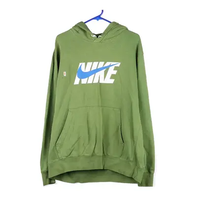 Nike Spellout Hoodie - Large Green Cotton Blend