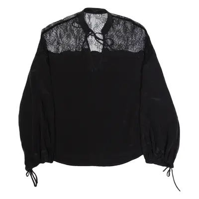 ALL SAINTS Womens Oversized Blouse Black Long Sleeve Silk XS