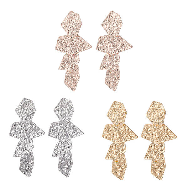 3 Pairs 3 Colors Alloy Dangle Stud Earrings fot Women