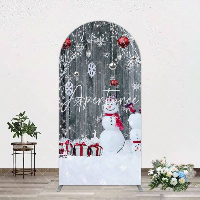 Aperturee Grey Wooden Snowman Christmas Vibe Arch Backdrop, 1.6X4FT(0.5X1.2M), 38.18 USD, arch backdrop kit, GAH0D456-A