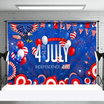 Blue Red Eagle July 4 Independence Day Backdrop - Aperturee