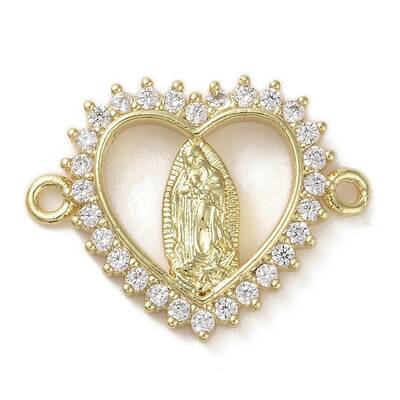 Religion Brass Micro Pave Clear Cubic Zirconia Connector Charms