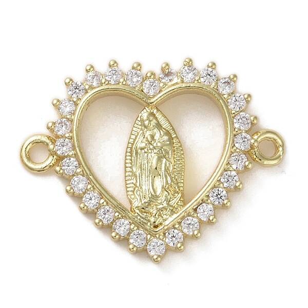 Religion Brass Micro Pave Clear Cubic Zirconia Connector Charms