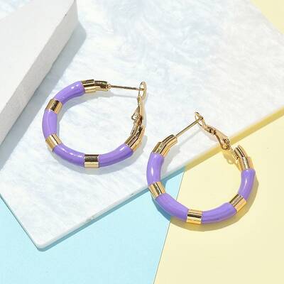 PVD Vacuum Plating 201 Stainless Steel Enamel Hoop Earrings for Women