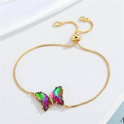 European Jewelry Simple and Elegant Crystal Butterfly Bracelet Adjustable Bracelet for Women