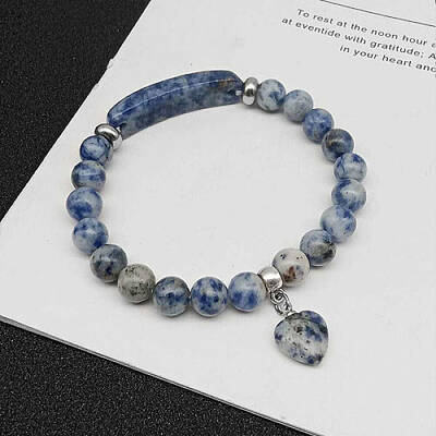 Natural Sodalite Charm Stretch Bracelets for Women Men