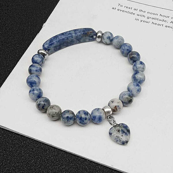Natural Sodalite Charm Stretch Bracelets for Women Men