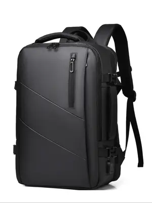 Summer Business Solid Color Backpack, Large Capacity Travel Backpack, Laptop Bag, Multifunctional Zipper Backpack for Men & W...