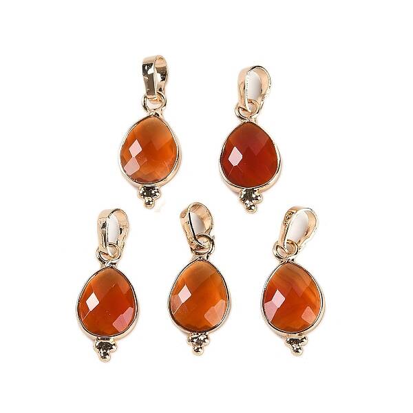 Natural Red Agate(Dyed & Heated) Faceted Pendans