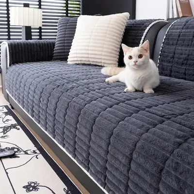 Solid Color Sofa Cover, 1 Count Non-slip Sofa Slipcover, Machine Washable Sofa Protector for Home and Office Decoration