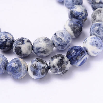 Faceted Natural Sodalite Round Bead Strands