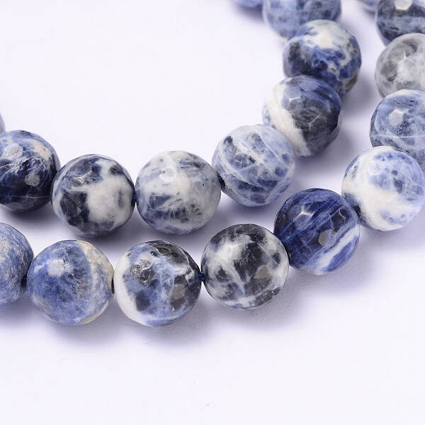 Faceted Natural Sodalite Round Bead Strands