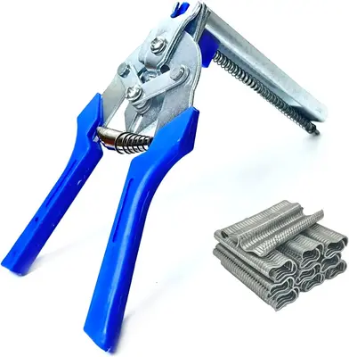 Christmas gift, good tool, Type M Nail Ring Pliers, Multifunction Hog Rings Pliers Kit with 600Pcs Galvanized Steel Rings Sta...