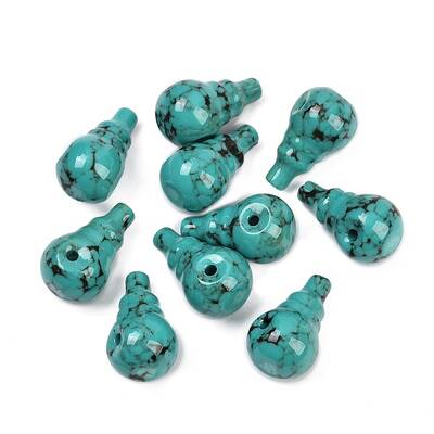 Dyed Synthetic Turquoise 3 Hole Guru Beads