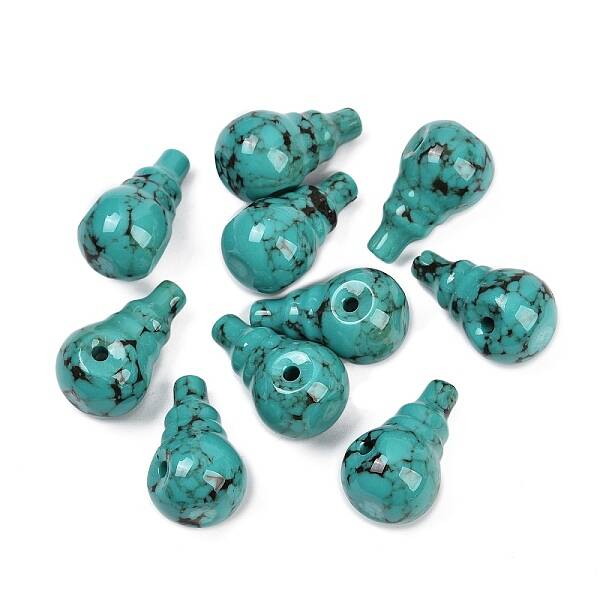 Dyed Synthetic Turquoise 3 Hole Guru Beads