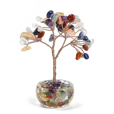 Natural Mixed Stone Chips Tree of Life Decorations