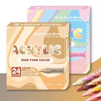 Colorful Acrylic Marker Pen, 1 Set 24 Colors Liquid Soft Head Acrylic Painting Brush Pen, Student Art Crafts Supplies for Hom...