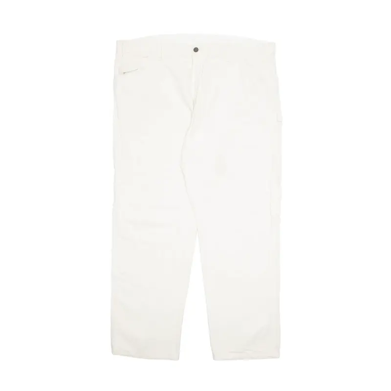 DICKIES Carpenter Cargo Mens Trousers Cream Regular Tapered W42 L32