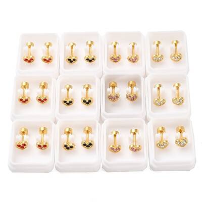 Heart Rhinestone Ear Fake Plugs