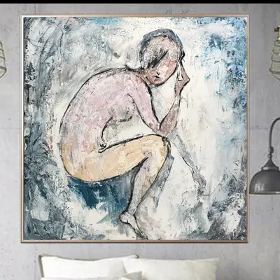 Abstract Painting Canvas Thinker Painting Oil Female Body Painting Modern Large Abstract Naked Woman Body Modern Artwork Wall...