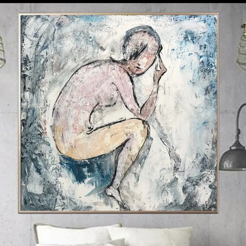 Abstract Painting Canvas Thinker Painting Oil Female Body Painting Modern Large Abstract Naked Woman Body Modern Artwork Wall...