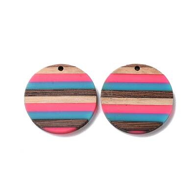 Opaque Resin & Walnut Wood Pendants