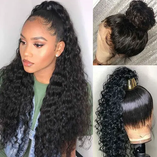 Pre-Everything Water Wave 360 Lace Frontal Wig With Invisible Crystal Stripe Cap