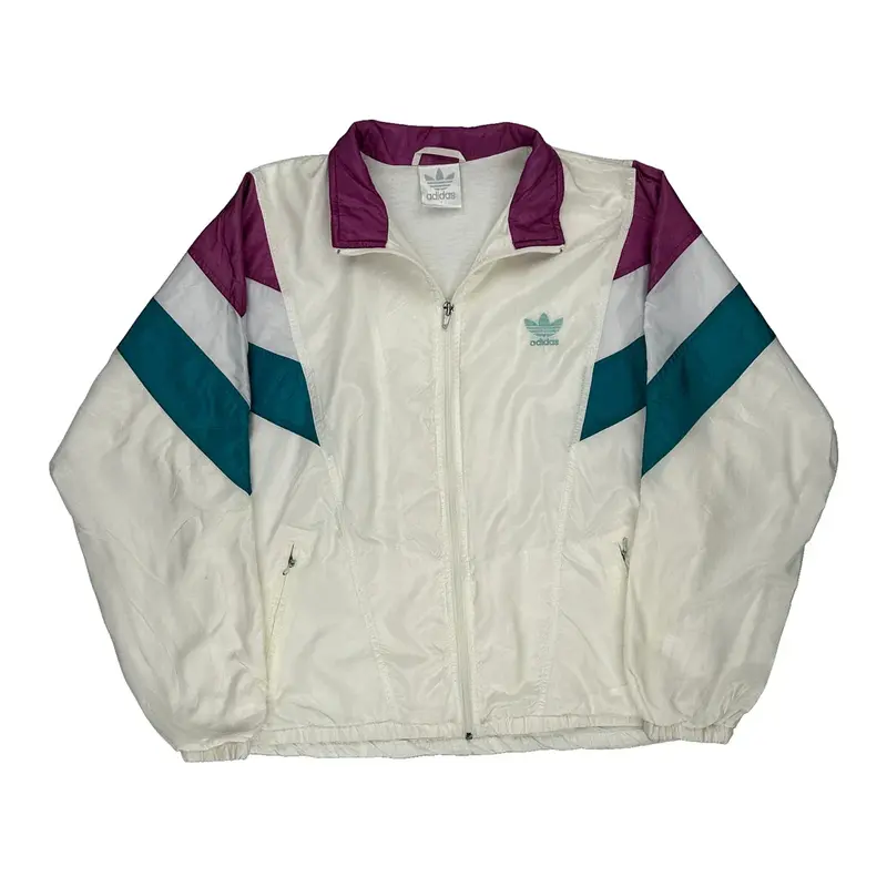 1980'S Adidas Track Jacket - Medium Cream Polyester