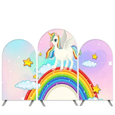 Aperturee Unicorn Theme Glitter Rainbow Birthday Arch Backdrop Kit | Custom Arched Wall Covers | Round Arch Backdrop Cover | ...