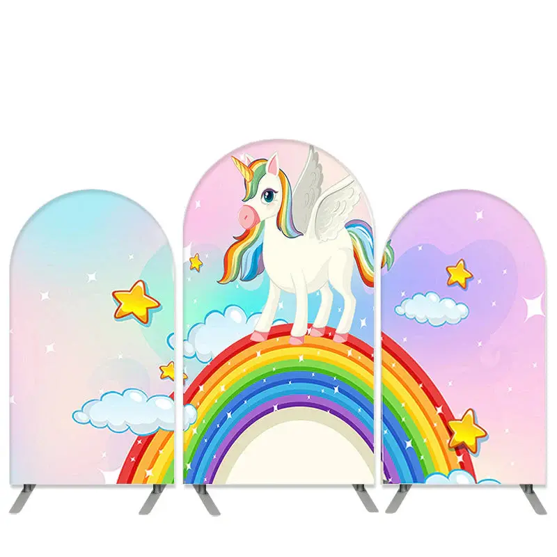 Aperturee Unicorn Theme Glitter Rainbow Birthday Arch Backdrop Kit | Custom Arched Wall Covers | Round Arch Backdrop Cover | ...