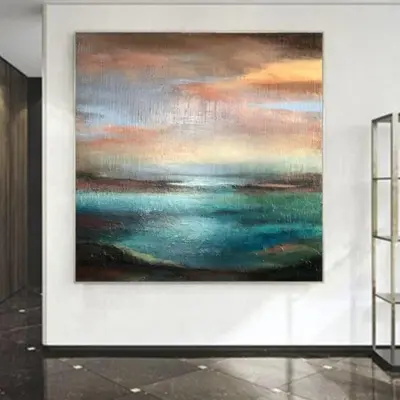 Original Abstract Acrylic Ocean Wall Art Seascape Paintings On Canvas Feng Shui Painting Wall Decor | WARM MEMORIES