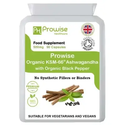 Organic Ashwagandha KSM-66® with 5% Withanolides 90 Vegan Capsules added with Black Pepper | High Strength Certified Organic...