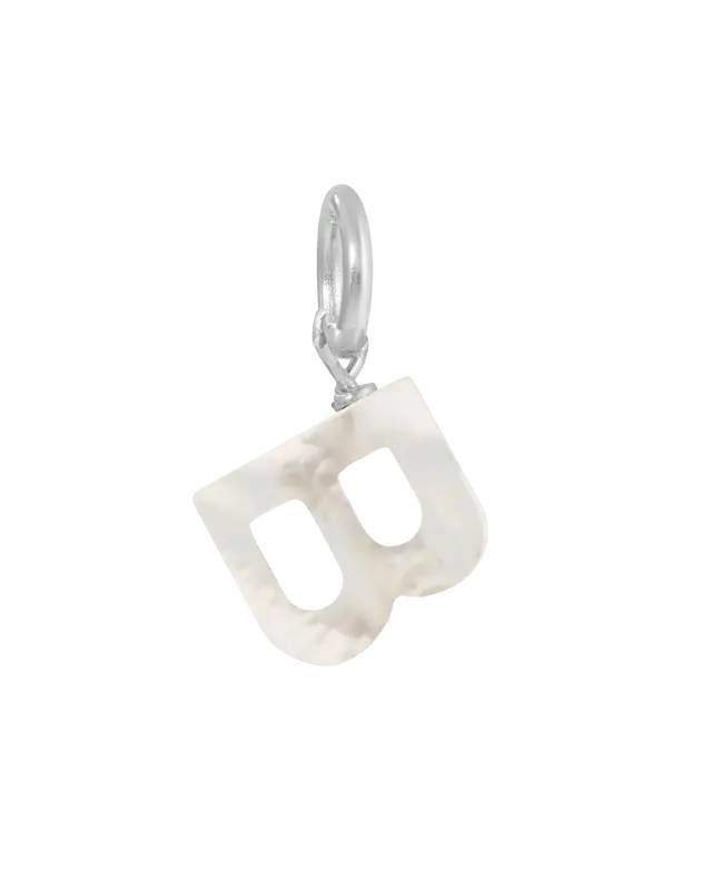 MOP Letter Charm | Metal Color: Silver | Letter: B