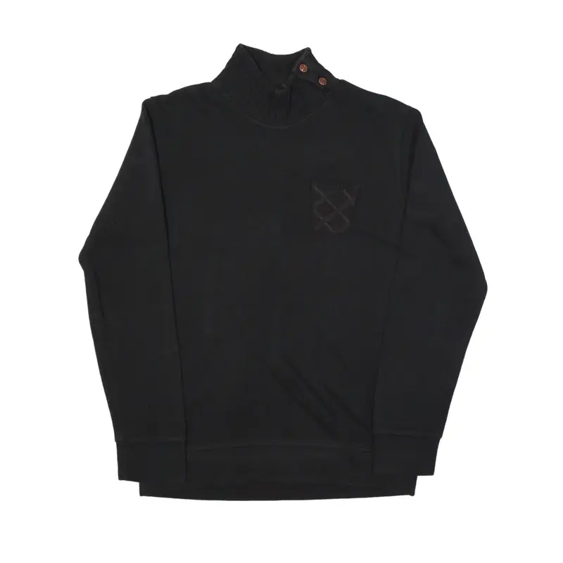 KAMAR Button Up Neck Sweatshirt Black High Neck Boys XL
