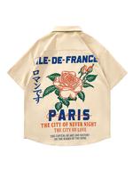 Men's Floral Print Short Sleeve Shirt, Regular Fit Street Soft Comfy Casual Button Front Top for Summer, Men's Clothes for Da...