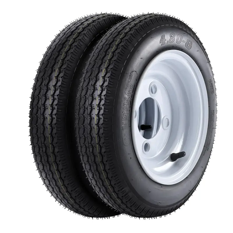 Garvee 4.80-8 Trailer Tires, 2 Pack, Load Range C 6PLY, 8x3.75 Rims 4 Lug on 4, Max Load 745 LBS @ 90 PSI, Durable All-Pur...