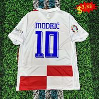 Euro 2024 Croatia Home Modric No.10 White Red Short Sleeve Soccer Jersey