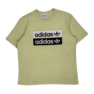 Adidas Spellout T-Shirt - Large Beige Cotton