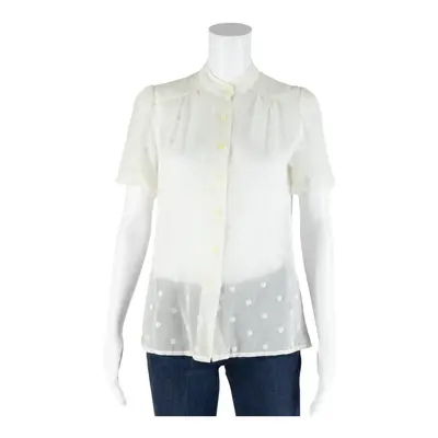 PHILPPE ROMARIC Mesh Blouse White Spotted Short Sleeve Womens S