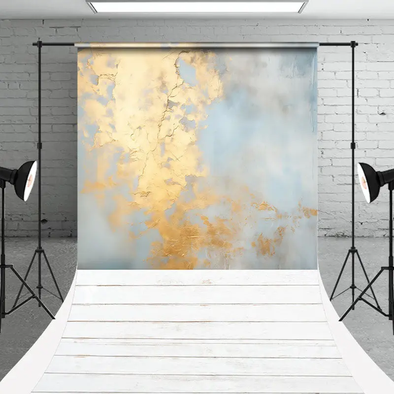 Gold Wall And White Wood Grain Floor Sweep Backdrop - Aperturee