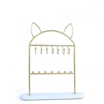 Marble Pedestal with Iron Jewelry Holder