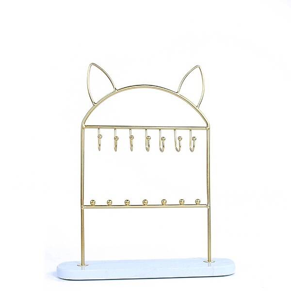 Marble Pedestal with Iron Jewelry Holder